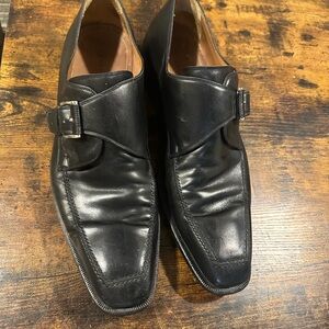 Magnanni Monk Strap Black Leather Shoes